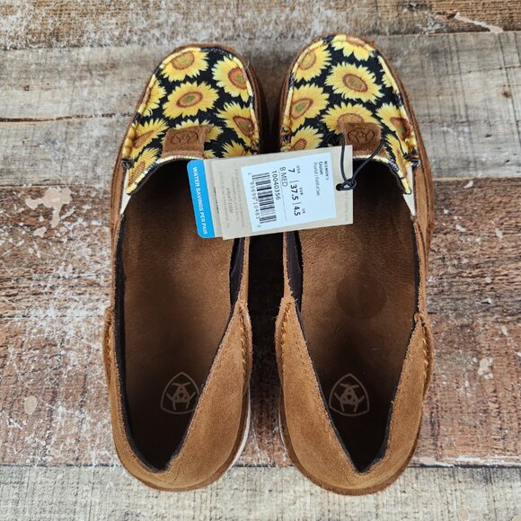 Ariat Cruiser Sunflowers Women's Size 7 Suede Peanut Field of Sun Slip‎ On Flat - Picture 6 of 10